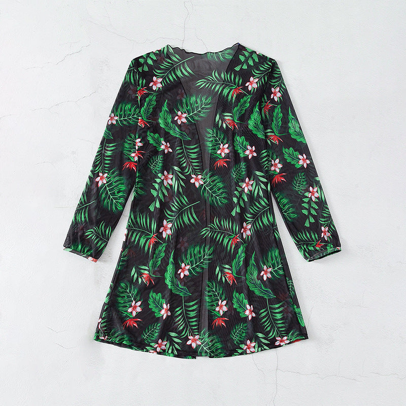 Women's Beachwear Set with Floral Kimono and Stylish Bikini Mune Fashion
