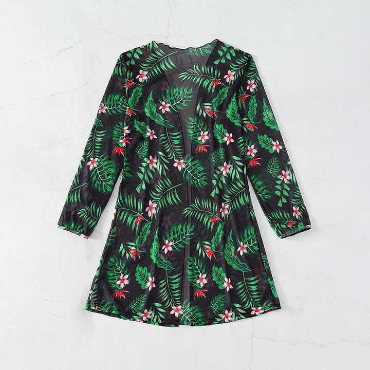 Women's Beachwear Set with Floral Kimono and Stylish Bikini Mune Fashion