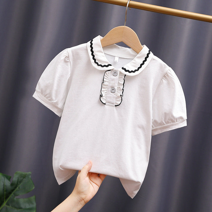 Girl's trendy blouse with ruffled collar and puff sleeves Mune Fashion
