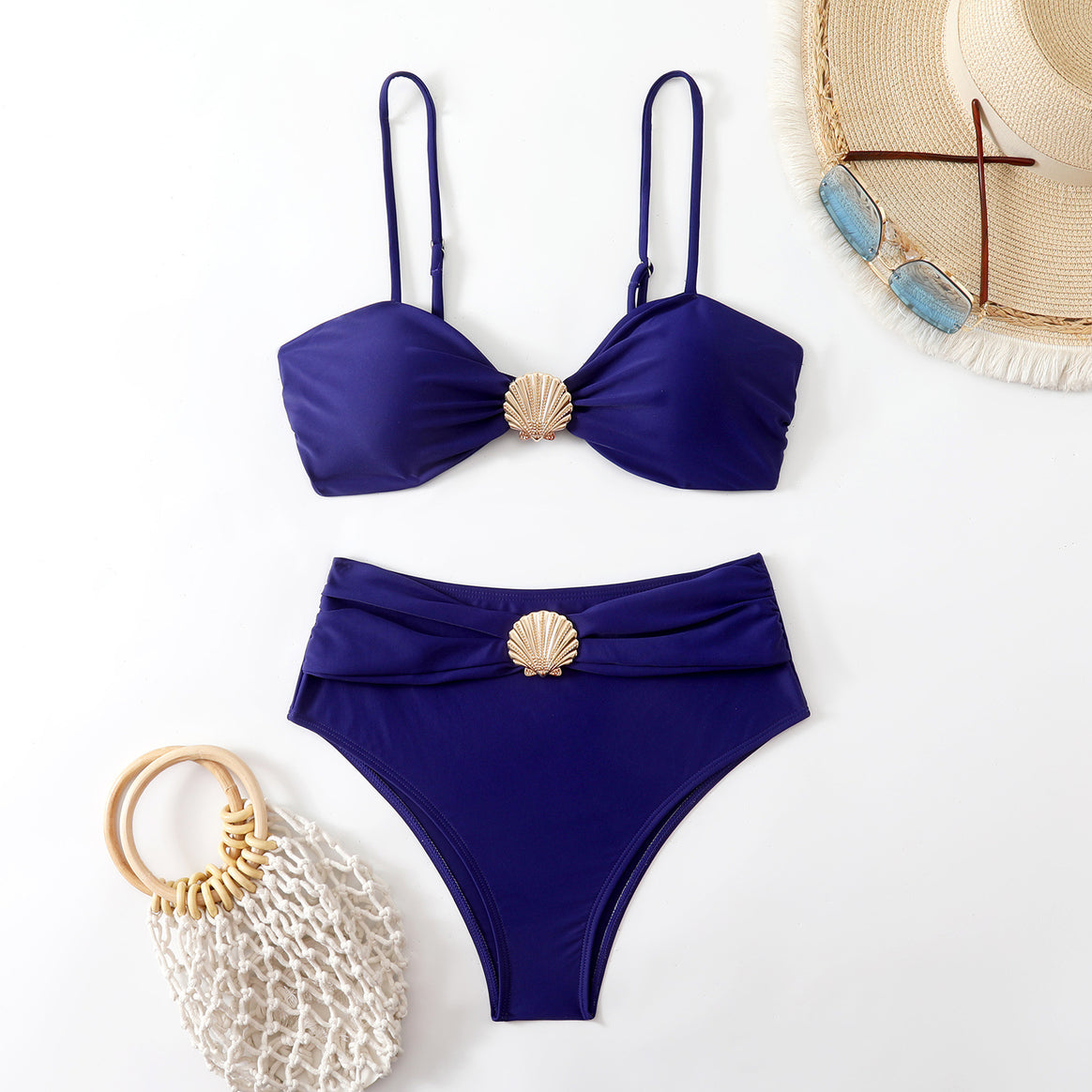 Ladies Bikini Set with chic shell detail and high waist Mune Fashion