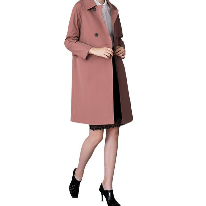 Women's Fashionable Trench Coat with Double Button Placket Mune Fashion