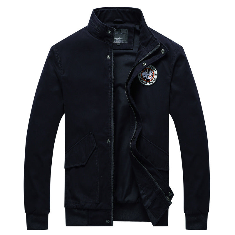 Men's Canvas Field Jacket in Bomber Style with Stand-up Collar, Flap Pockets and Elastic Cuffs Mune Fashion