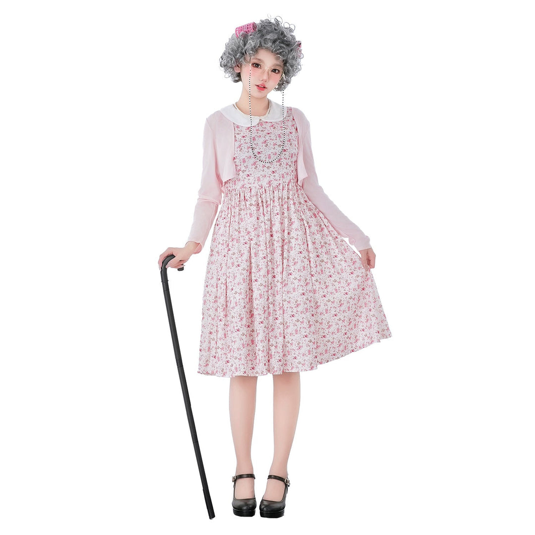 Women Vintage Floral Print Dress with Swing Skirt and Elegant Details Mune Fashion