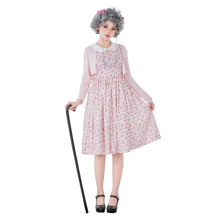 Women Vintage Floral Print Dress with Swing Skirt and Elegant Details Mune Fashion