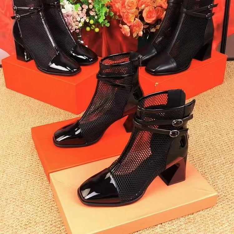 Women Elegant Mesh Ankle Boots Mune Fashion