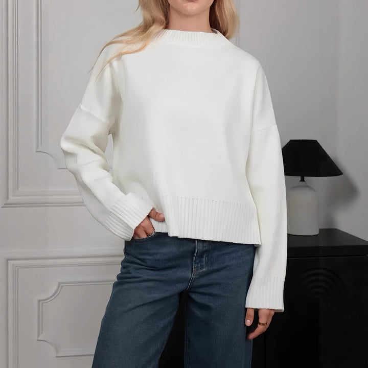 Women's Comfortable Knit Sweater with Round Neckline