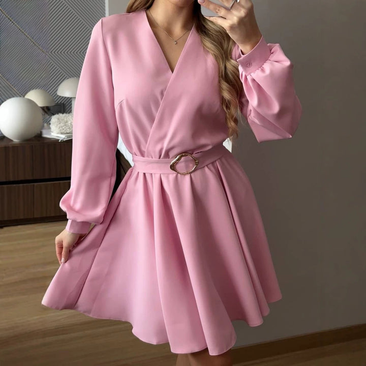 Ladies wrap dress with fitted heart belt and voluminous swing skirt Mune Fashion