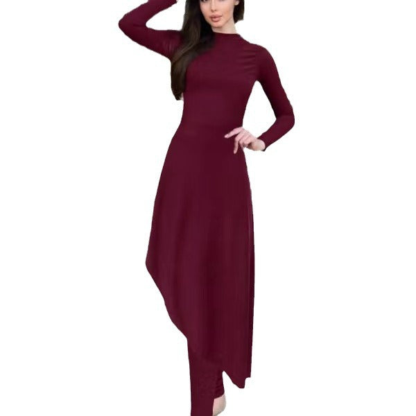 Ladies elegant beach suit with asymmetrical cut and long sleeves Mune Fashion