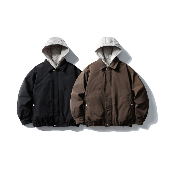 Men's padded transitional jacket with contrasting hood and elastic hem Mune Fashion