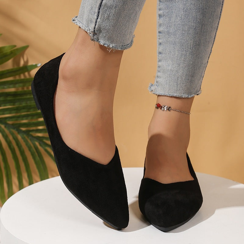 Women's pointed ballerina slippers in suede look with padded comfort insole Mune Fashion
