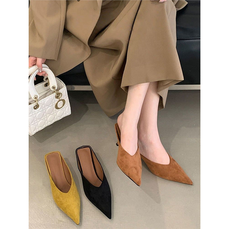 Women's pointed slip-on mules with sculpted kitten heel Mune Fashion