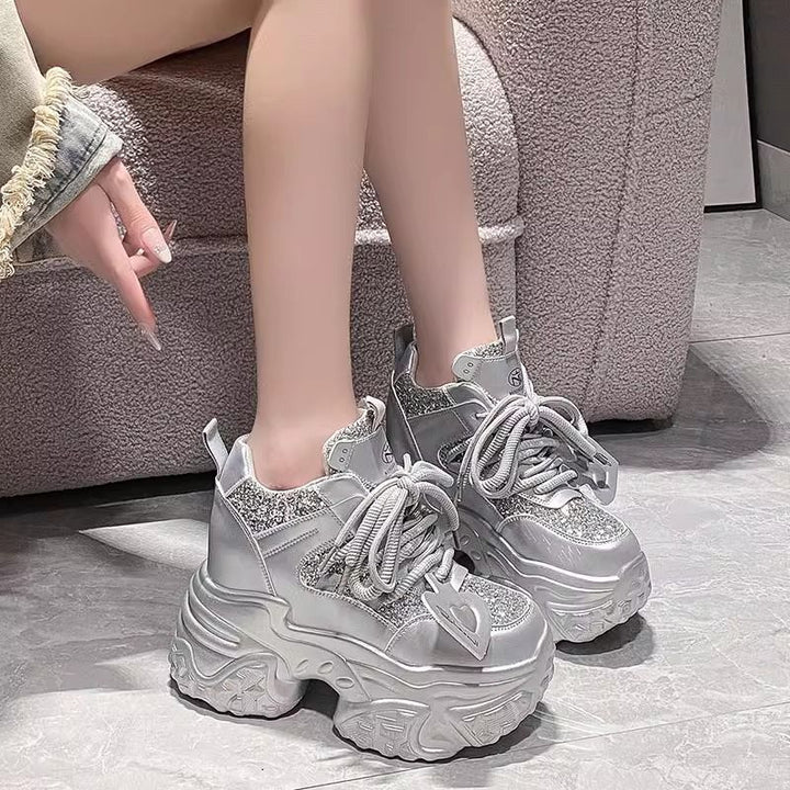Women's High-Top Sneakers with Glittering Accents and Robust Profile Mune Fashion