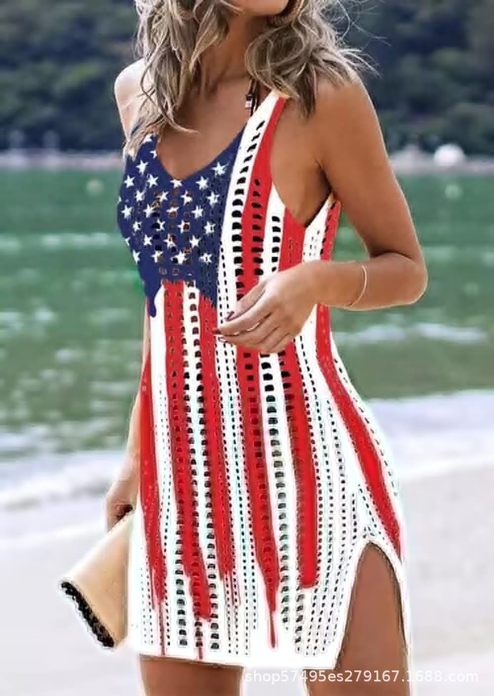 Women figure-hugging crochet dress with side slits Mune Fashion