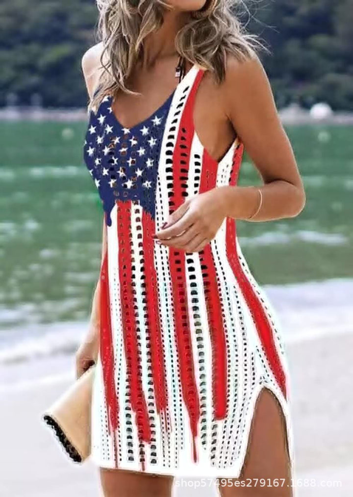 Women figure-hugging crochet dress with side slits Mune Fashion