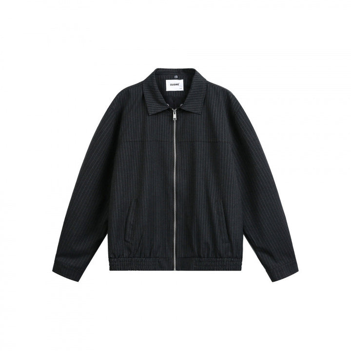Men's boxy transitional jacket with pinstripes and contrasting shirt collar Mune Fashion
