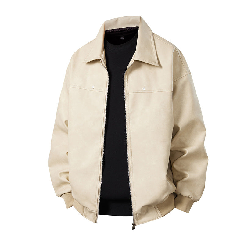 Men's Boxy Suede Overshirt Jacket with Smooth Suede Look, Concealed Zip & Elastic Cuffs Mune Fashion