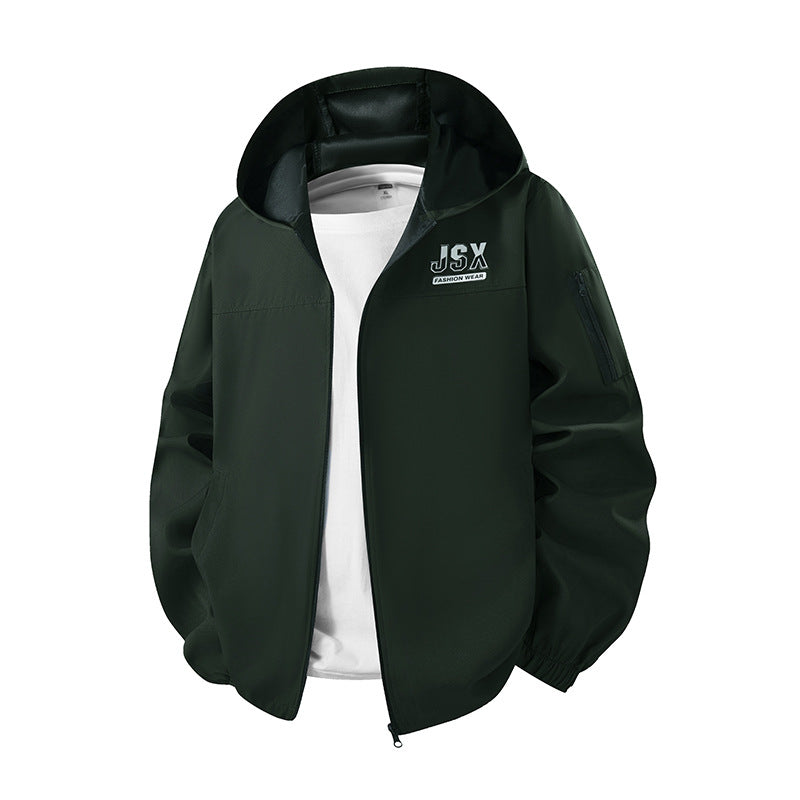 Men's sporty windbreaker jacket with hood Mune Fashion