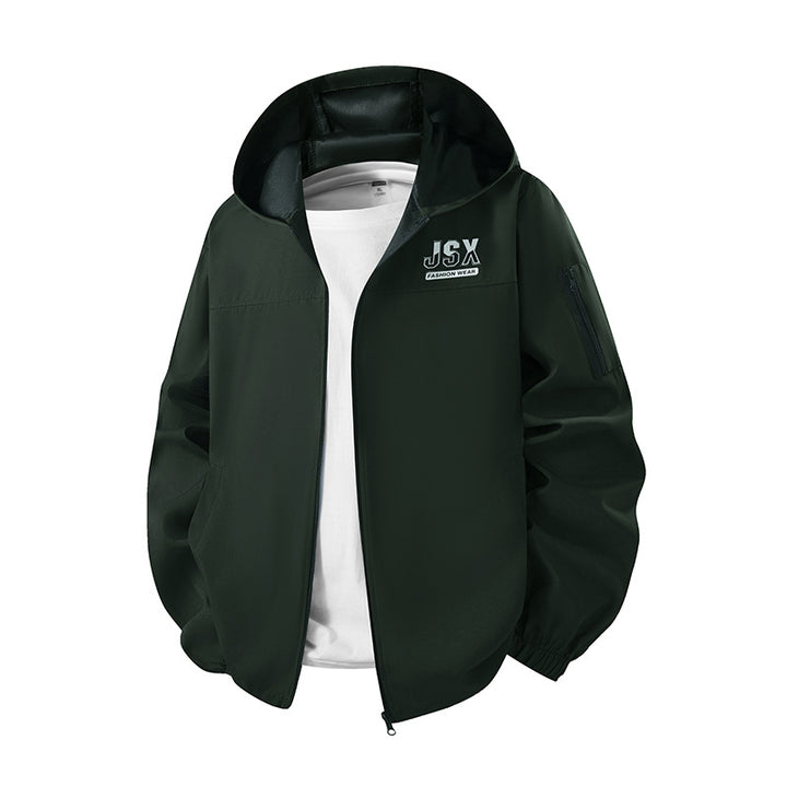 Men's sporty windbreaker jacket with hood Mune Fashion