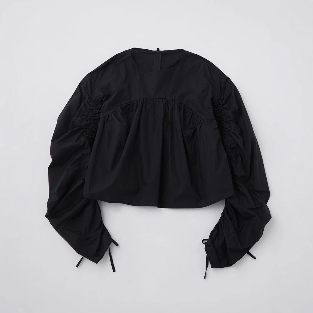 Women's short blouse with gathered balloon sleeves Mune Fashion