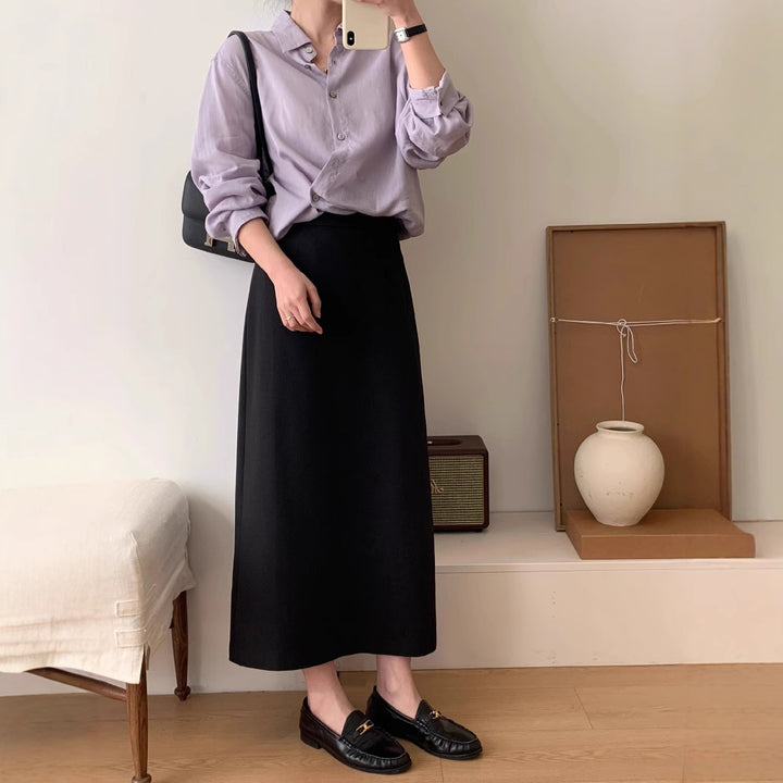 Women's Elegant Maxi Skirt with High Waist and Timeless Cut Mune Fashion