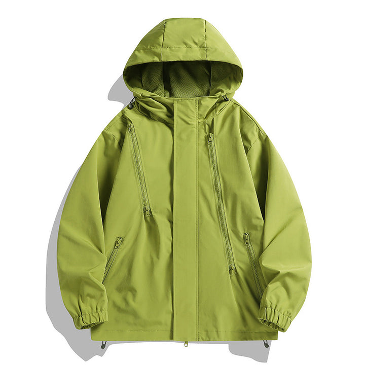 Men's water-repellent hooded jacket with diagonal zippers and adjustable hem Mune Fashion
