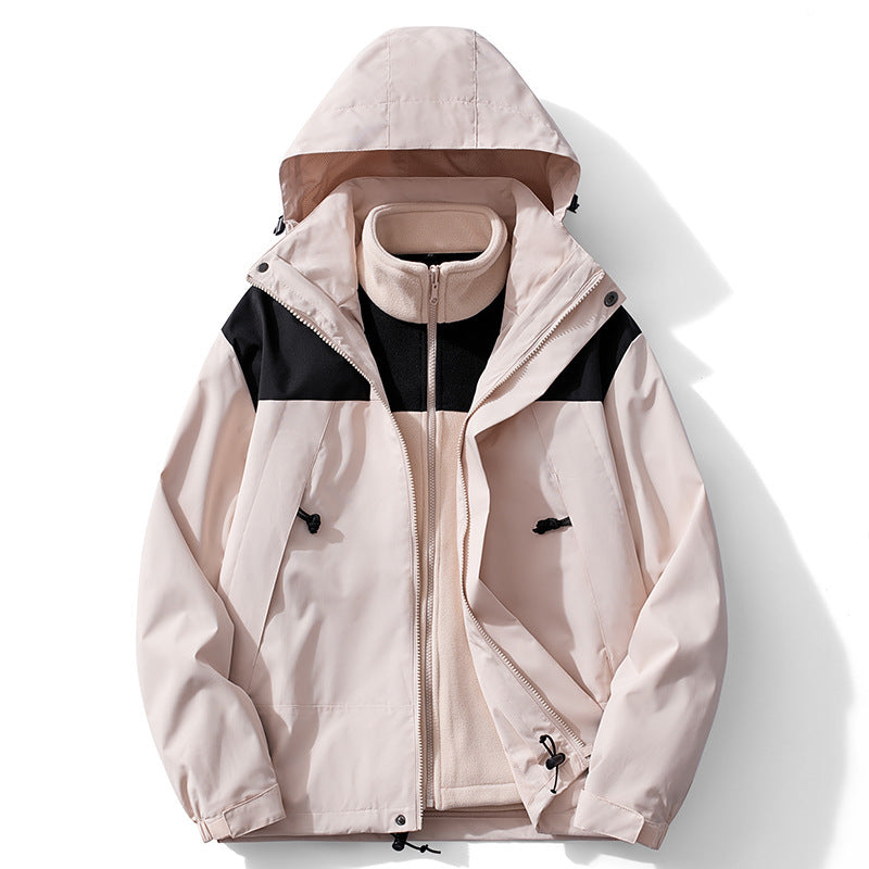 Men's two-layer waterproof outdoor jacket with removable fleece inner jacket Mune Fashion