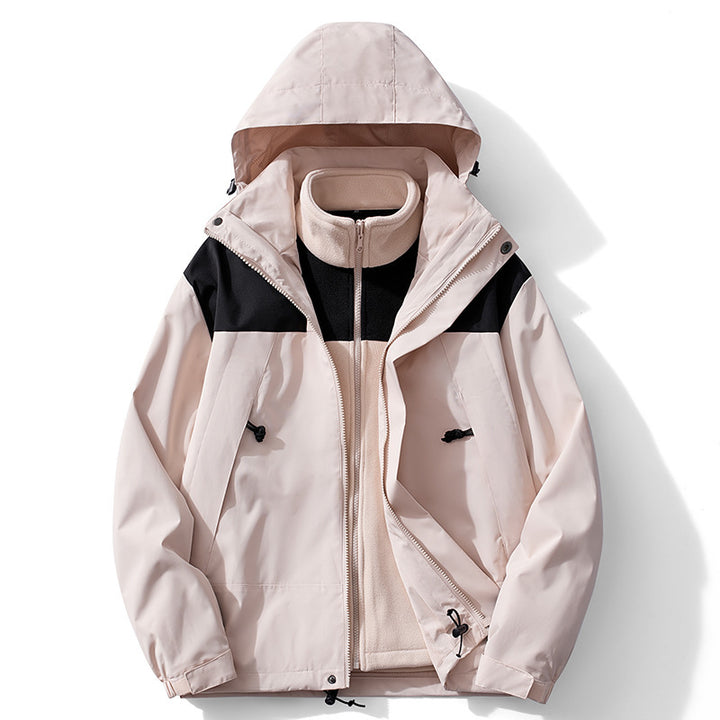 Men's two-layer waterproof outdoor jacket with removable fleece inner jacket Mune Fashion