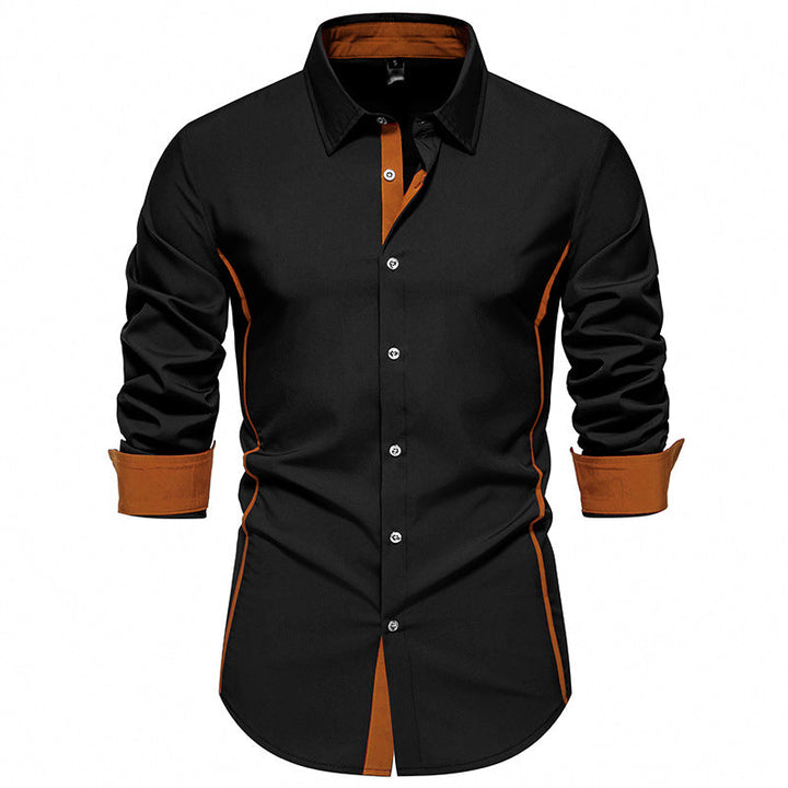 Men's Long-Sleeve Shirt with Contrast Stitching and Modern Cut Mune