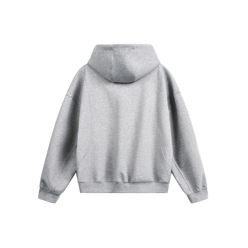 Women Loose Fit Zip Hoodie with High Funnel Neck and Two-Way Function Mune Fashion