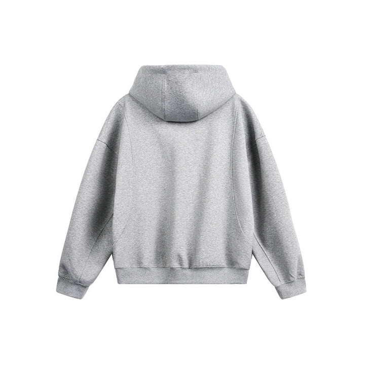Women Loose Fit Zip Hoodie with High Funnel Neck and Two-Way Function Mune Fashion