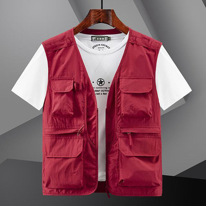 Men's Utility Outdoor Vest with Multiple Pockets and Front Zip Mune Fashion