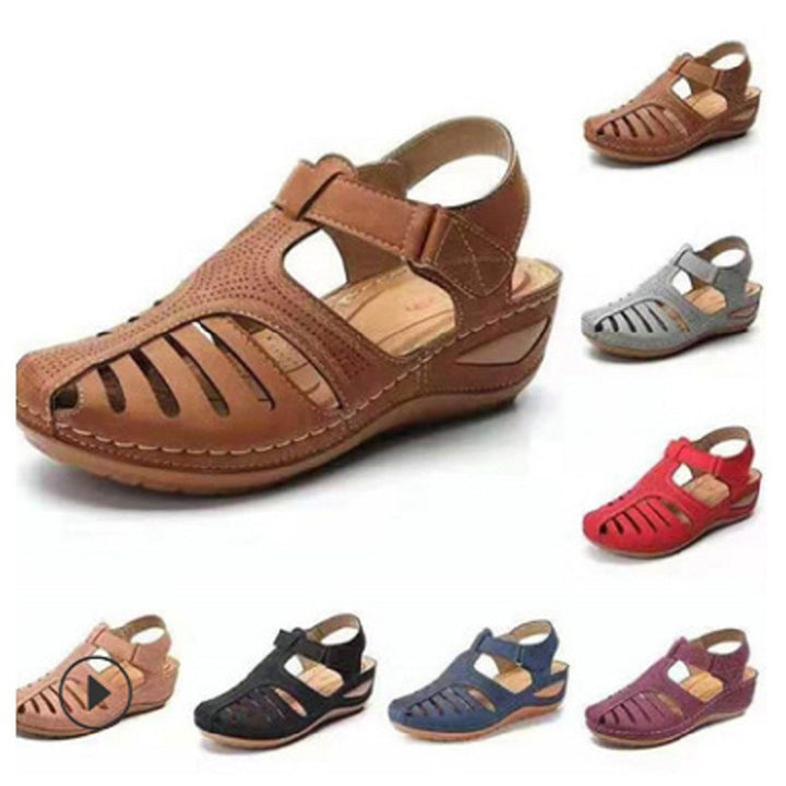 Women's Comfortable orthopedic sandal with closed toe area and adjustable Velcro closure Mune Fashion