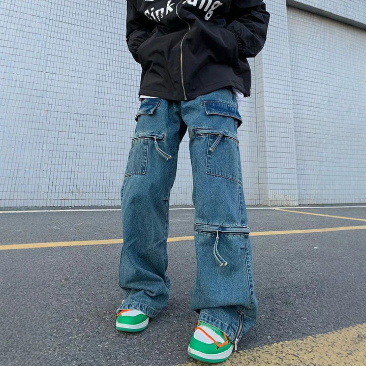 Men's Stylish Cargo Jeans with Zippers Mune Fashion