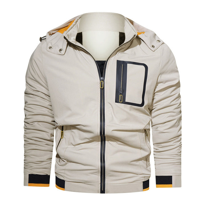 Men's lightweight technical hooded jacket with waterproof chest pocket and ribbed contrast cuffs Mune Fashion