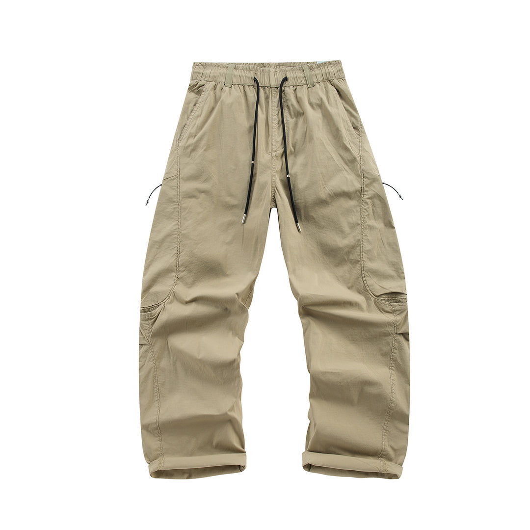 Men's Travel Cargo Pants with Elastic Waistband, Drawstring, and Ventilation Panels Mune Fashion