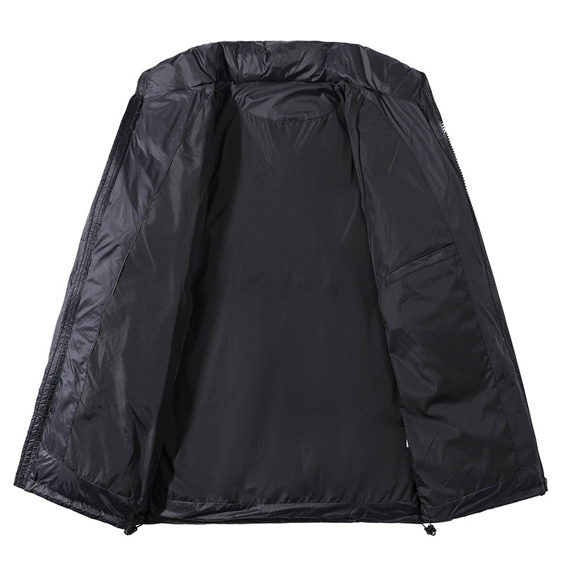Men's insulated quilted thermo puffer jacket with stand-up collar and drawstring hem Mune Fashion