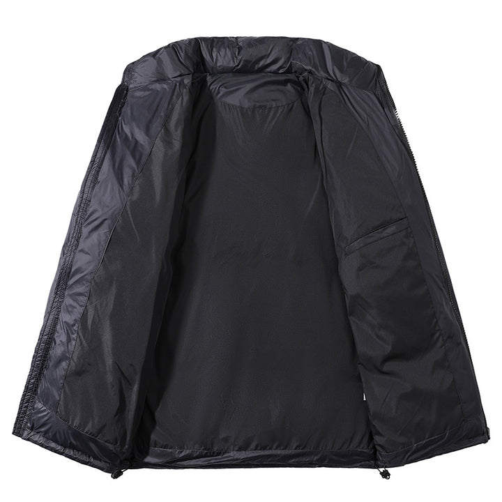 Men's insulated quilted thermo puffer jacket with stand-up collar and drawstring hem Mune Fashion