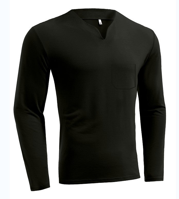 Men's long sleeve shirt with V-neck Slim Fit cotton blend and elastic comfort waistband Mune Fashion