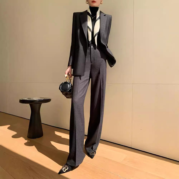 Women Elegant Blazer Set with Waist Belt Mune Fashion