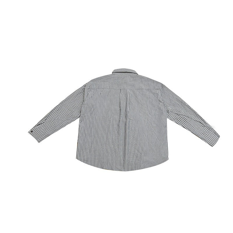 Women's Wide Striped Shirt in Oversize Cut with Shirt Collar and Chest Pocket Mune Fashion