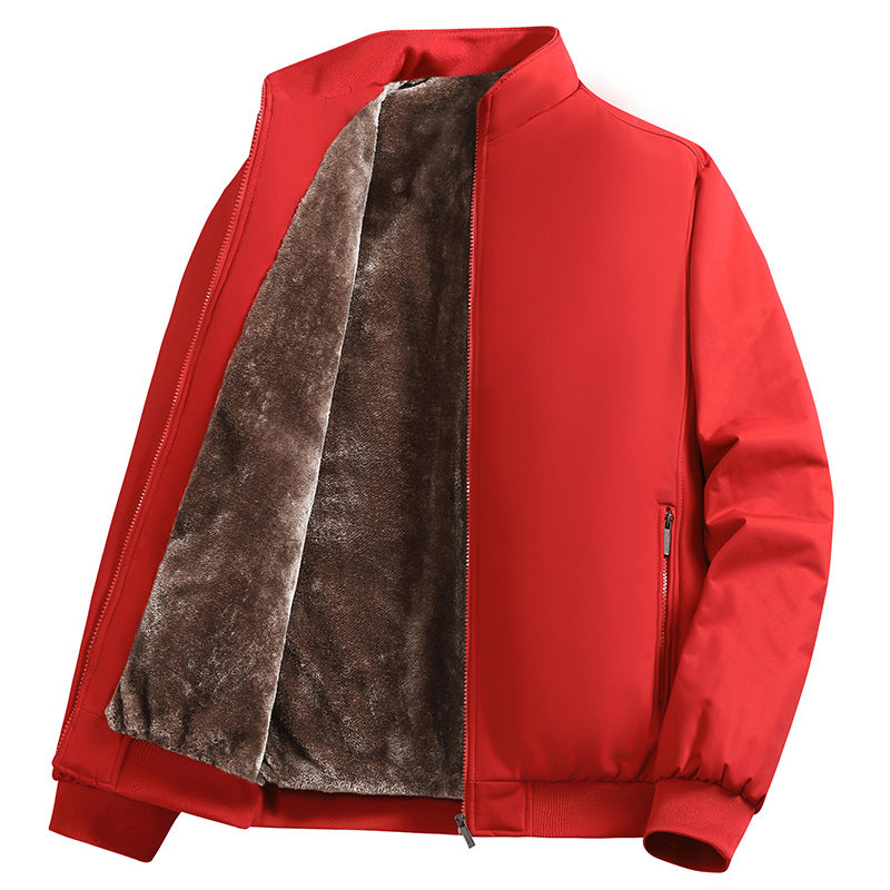 Men's Padded Bomber Jacket with Faux Fur Lining, Stand-Up Collar and Zipper Mune Fashion