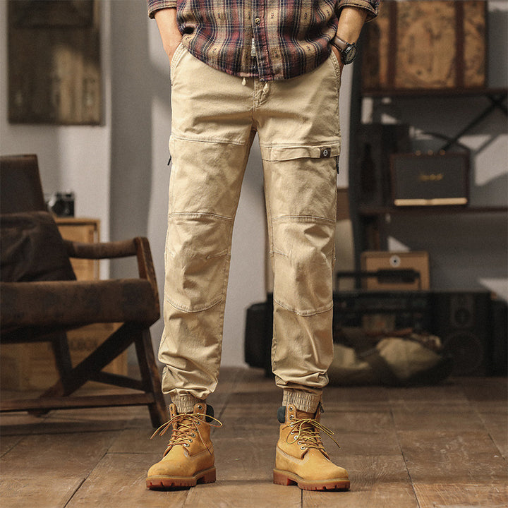 Men's Slim-Tapered Cargo Jogger made of Cotton Twill with Drawstring and Ankle Zipper Mune Fashion