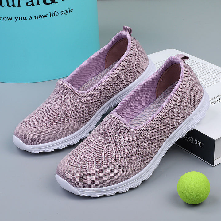 Women's light knitted slip-on sneakers with glitter threads, elastic entry, and flexible lightweight sole Mune Fashion