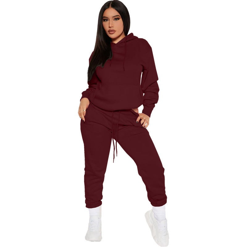 Women's two-piece lounge set with hoodie and high-waist jogging pants made of soft French Terry Mune Fashion