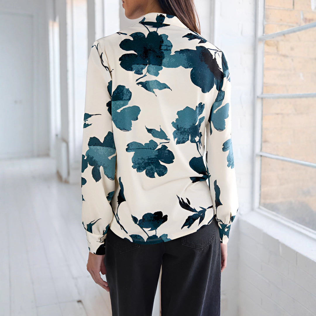 Women Elegant Blouse with Floral Pattern Mune Fashion