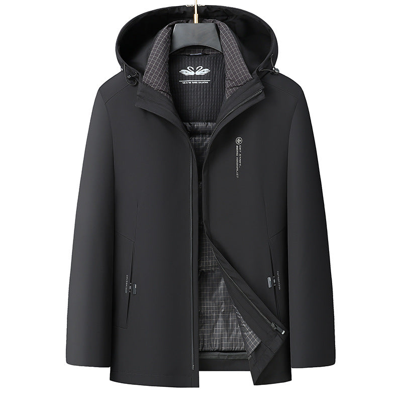 Men's Water-Repellent Softshell Coat with Thermal Lining and Hood Mune Fashion