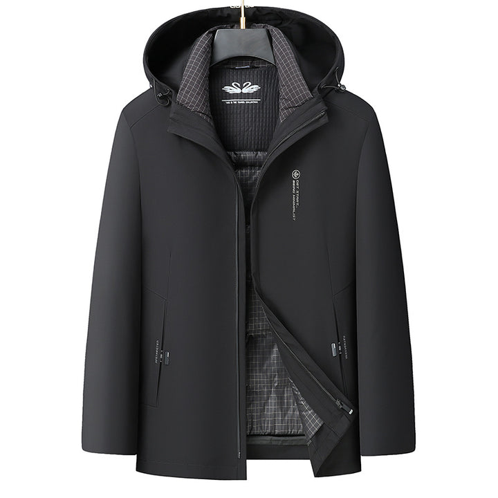 Men's Water-Repellent Softshell Coat with Thermal Lining and Hood Mune Fashion