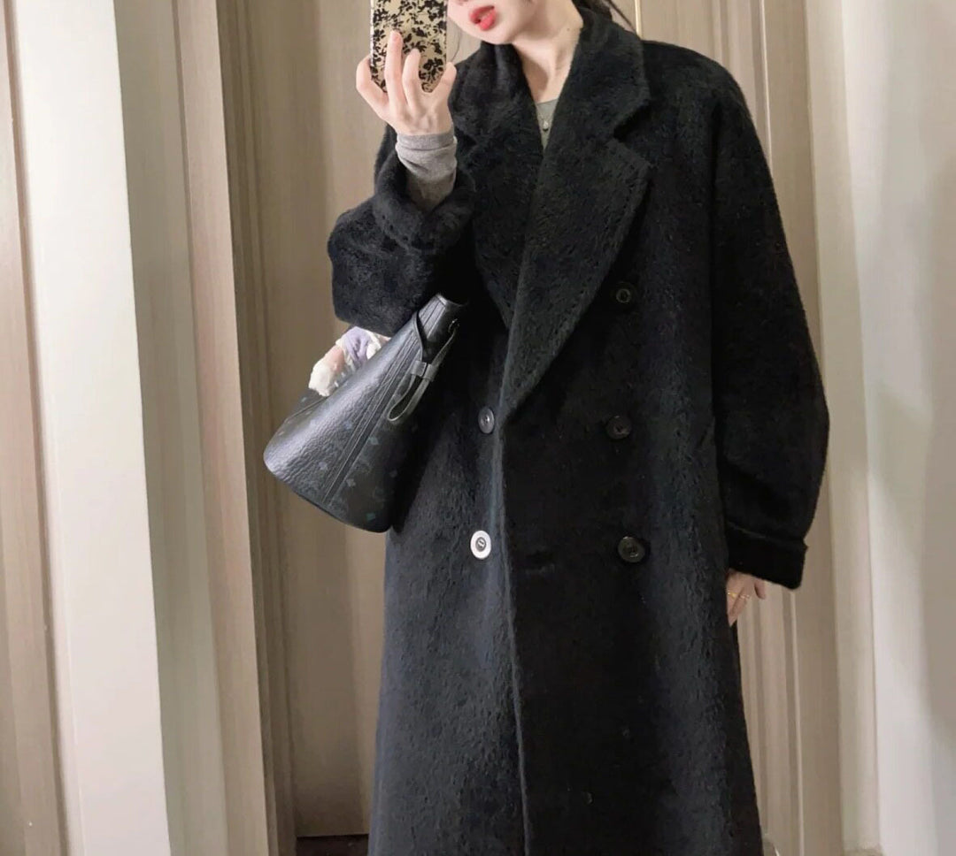 Women's stylish and elegant bouclé coat with double button placket Mune Fashion
