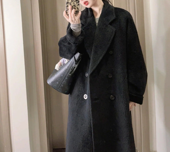 Women's stylish and elegant bouclé coat with double button placket Mune Fashion