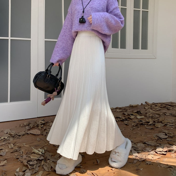 Ladies Long, pleated jersey skirt Mune Fashion